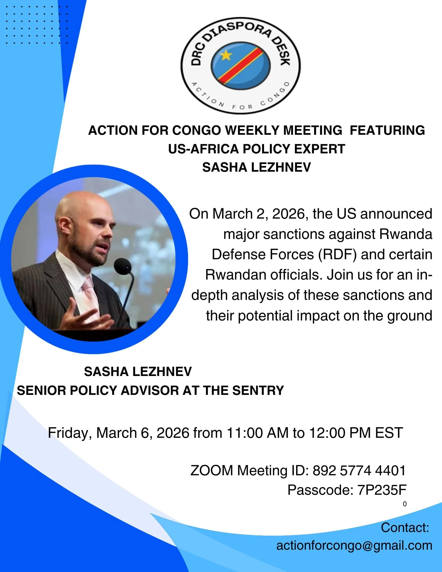 Action for Congo Weekly Meeting