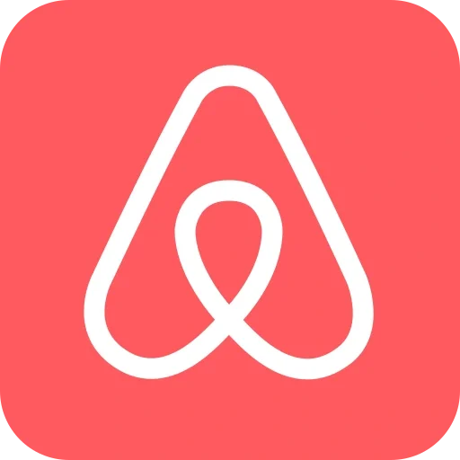 Red background with white outline of the Airbnb logo, shaped like a stylized letter 'A'.