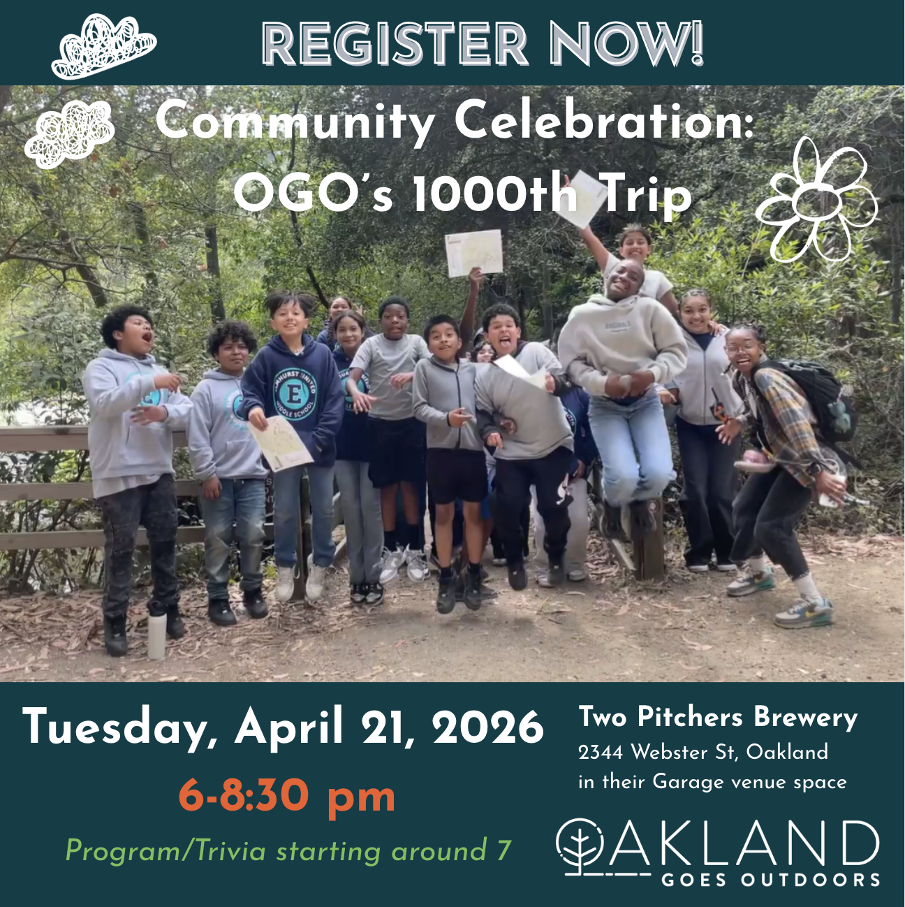 Oakland Goes Outdoors 1000th Trip Community Celebration &amp; Trivia Night