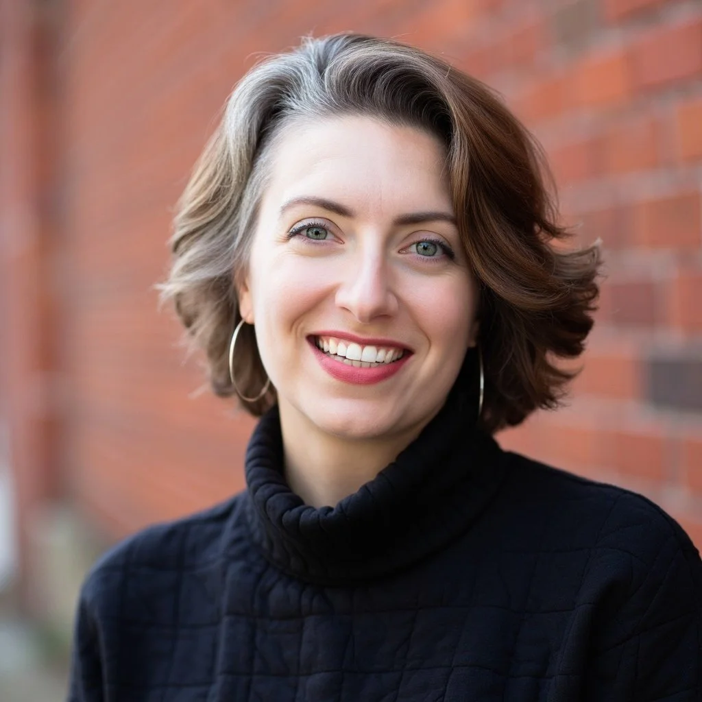 Portrait of a smiling woman with short, wavy brown hair, wearing hoop earrings and a black turtleneck, standing against a brick wall. Farese & Co. Strategic Commercial Space Strategy for Property Owners and Lessees The Small Business Collective