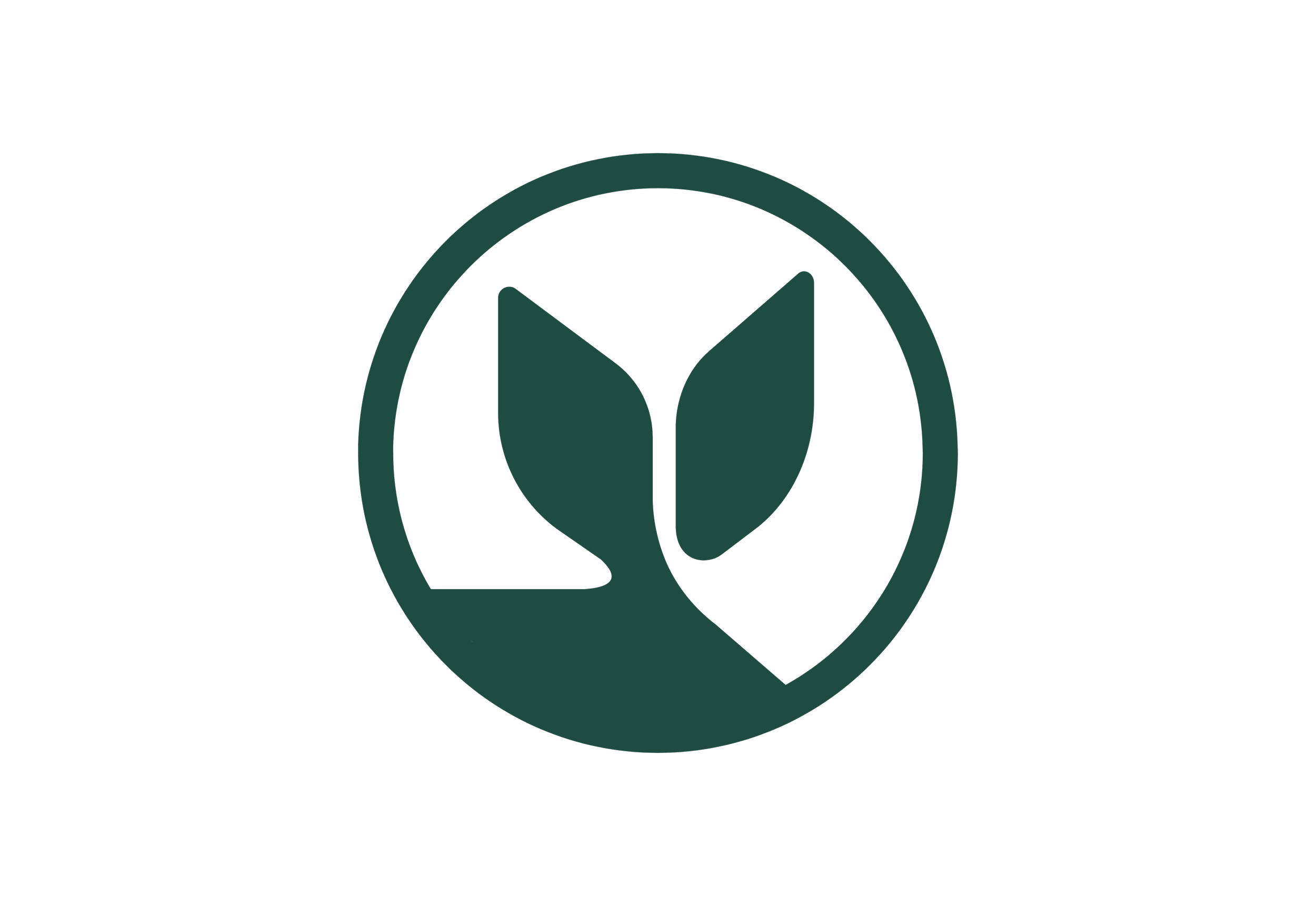 Green leaf symbol inside a circle on a black background