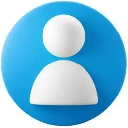 A blue circular icon with a white silhouette of a person, representing a user profile or account.