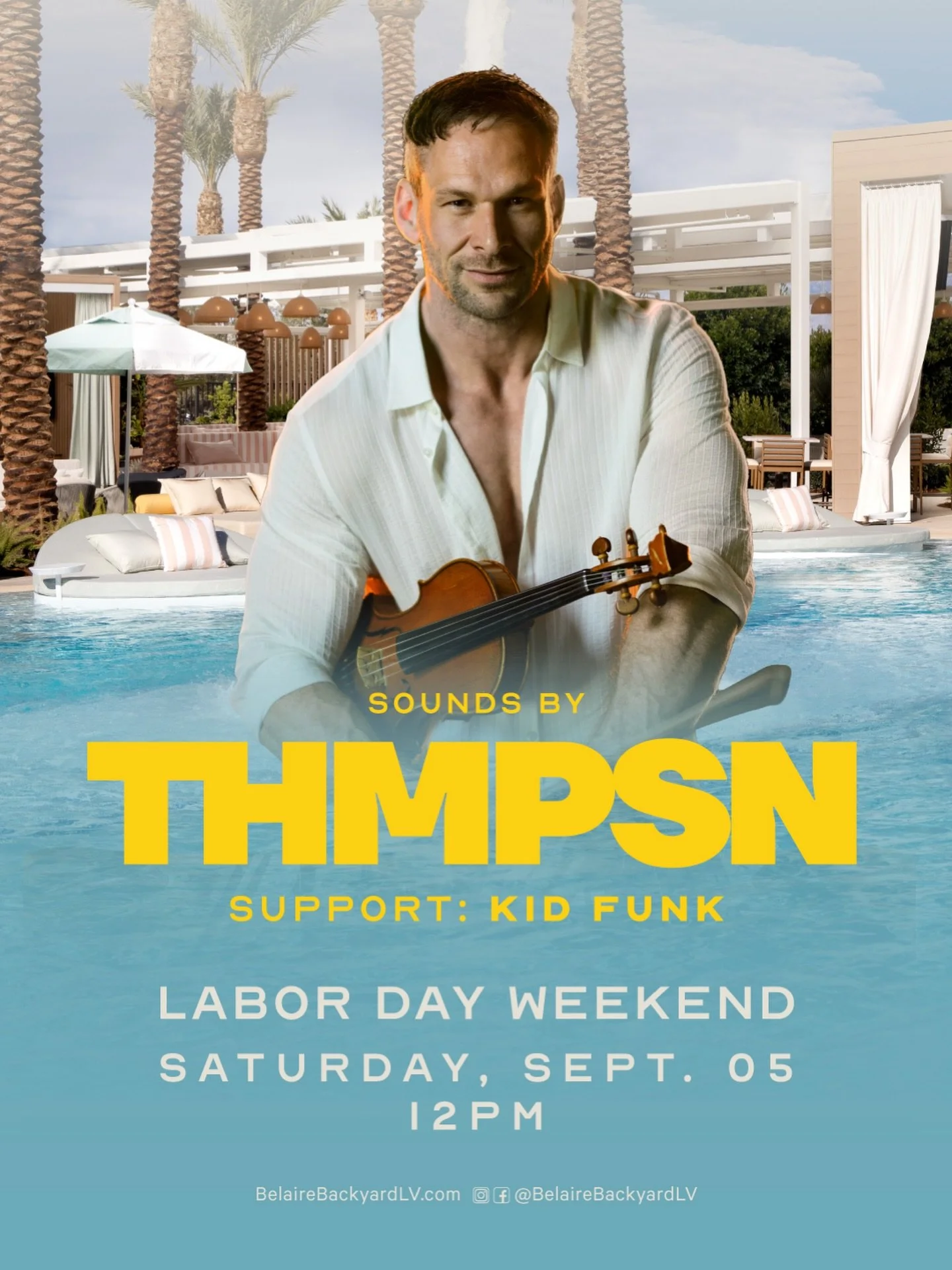 Labor Day Weekend in Las Vegas 🎻⚡️ Come see me LIVE at @belairebackyardlv at @durangoresort ❤️ Who&rsquo;s coming? 👀 #edm #housemusic #poolparty #labordayweekend