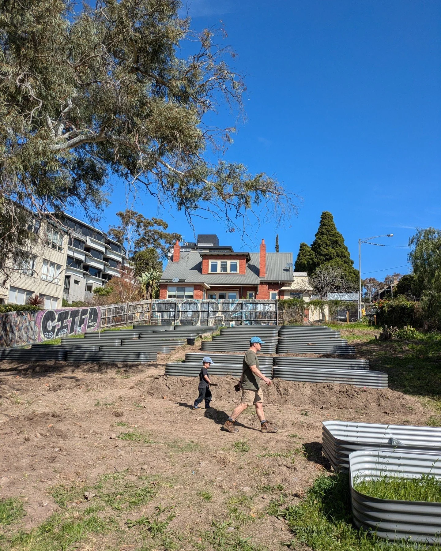 How it started vs. how it's going ⌛ A huge thank you again to @stonningtoncitycouncil who funded our 42 beautiful raised garden beds
