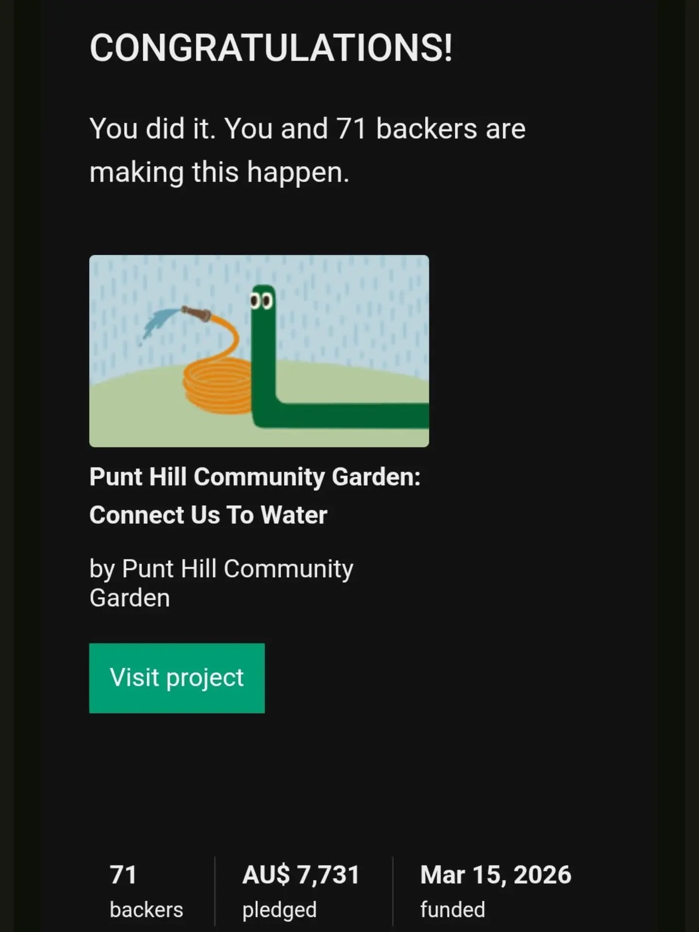 we did it! thank you so much to each and every single person who supported our Kickstarter. we're so excited to start this new chapter of Punt Hill Community Garden. together we'll make it rain 💧💧💧