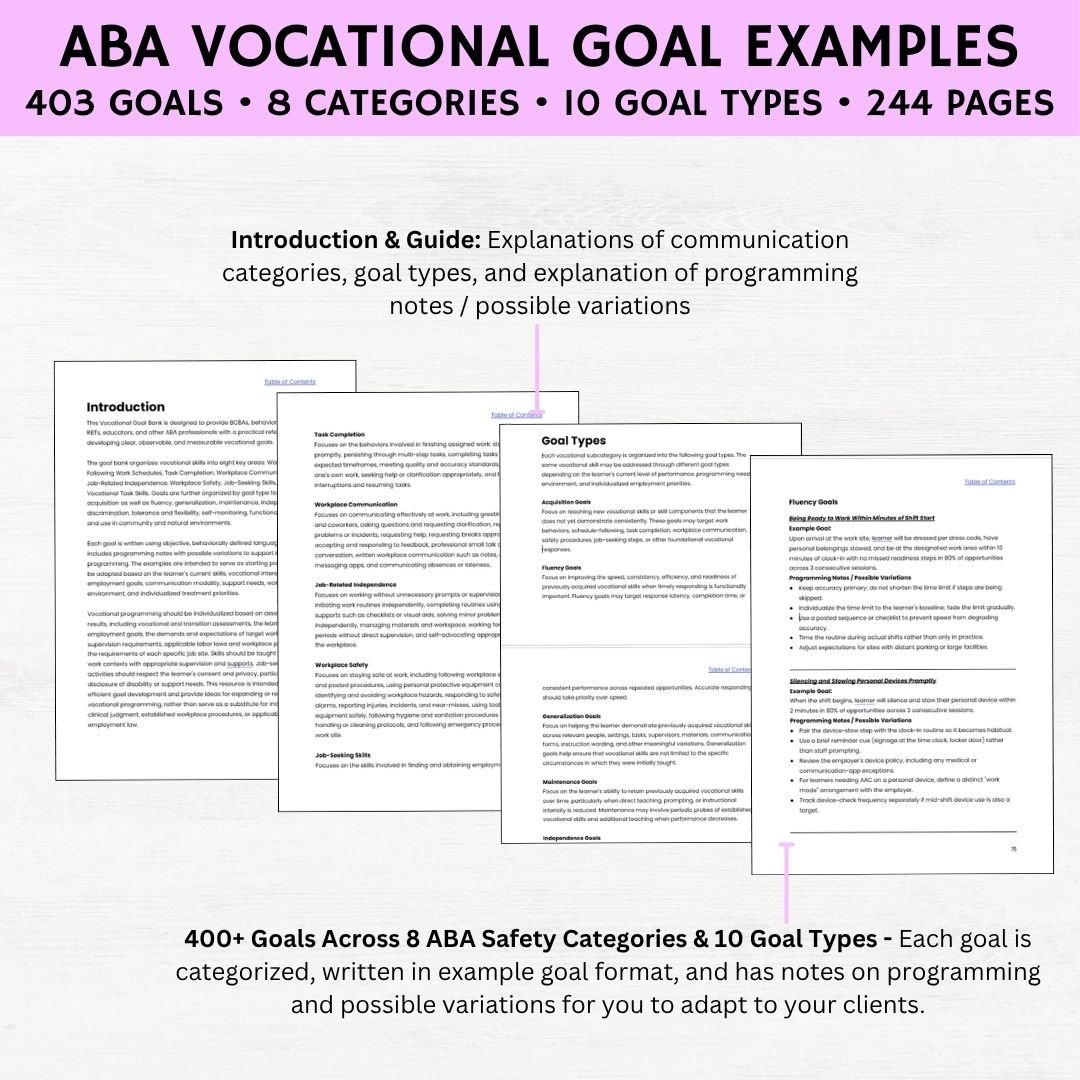 vocational goals examples aba vocational skills vocational goals for iep vocational goals for students aba goal bank pdf