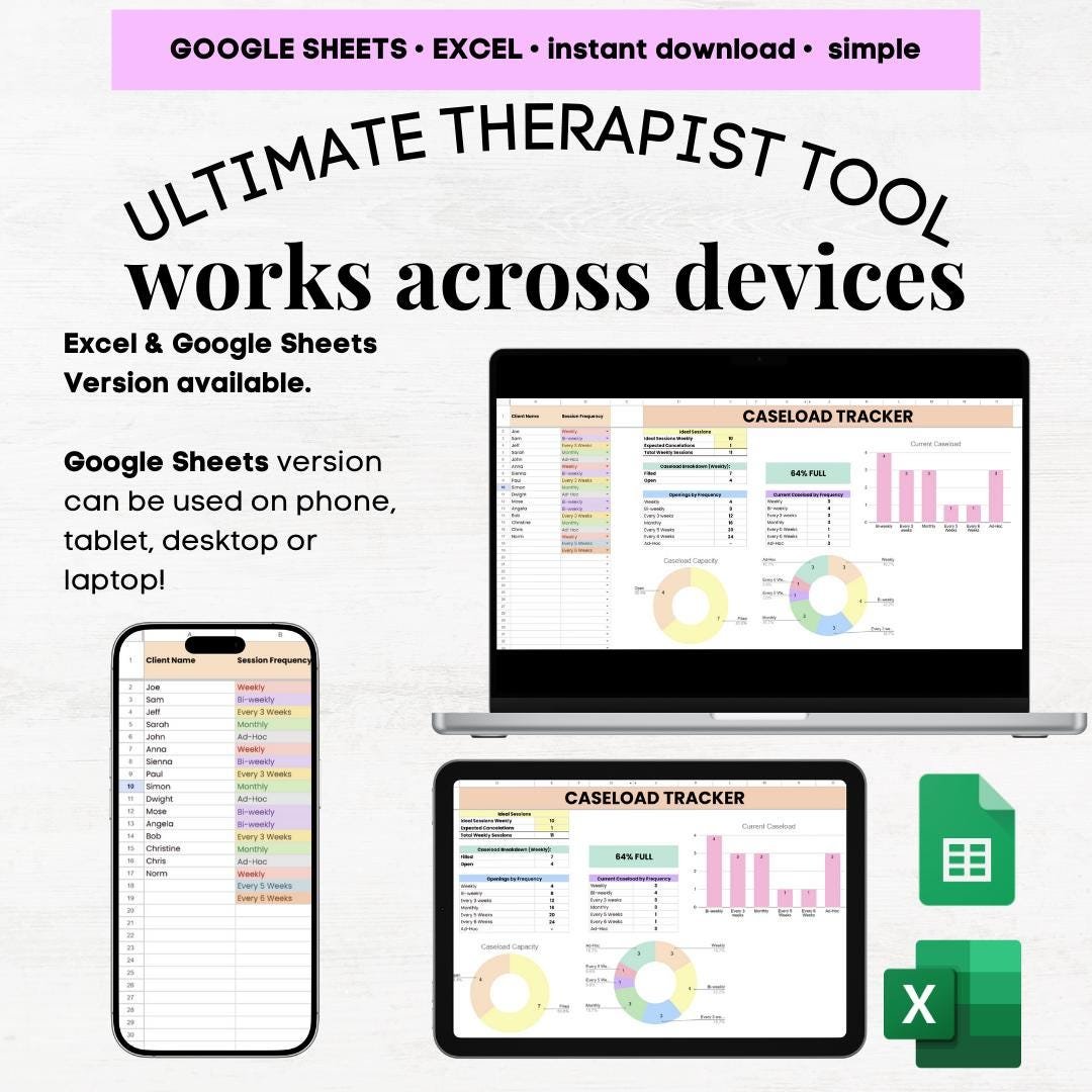 therapist caseload spreadsheet therapy caseload management counselor caseload template caseload weighting tool template