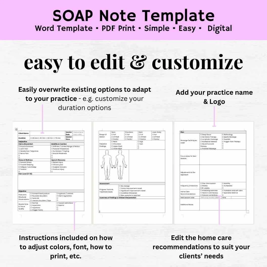 soap note template massage soap note massage therapy soap note massage template soap notes massage therapy template
