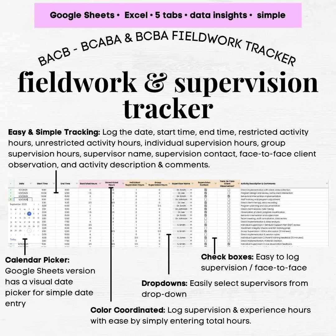 bacb fieldwork tracker template bacb fieldwork tracker download bacb fieldwork tracker multiple supervisors bcba bcaba