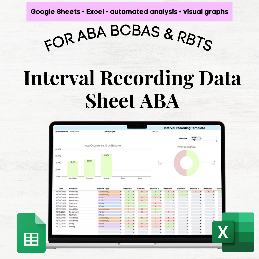 interval recording data sheet interval recording aba interval recording data partial interval recording form partial