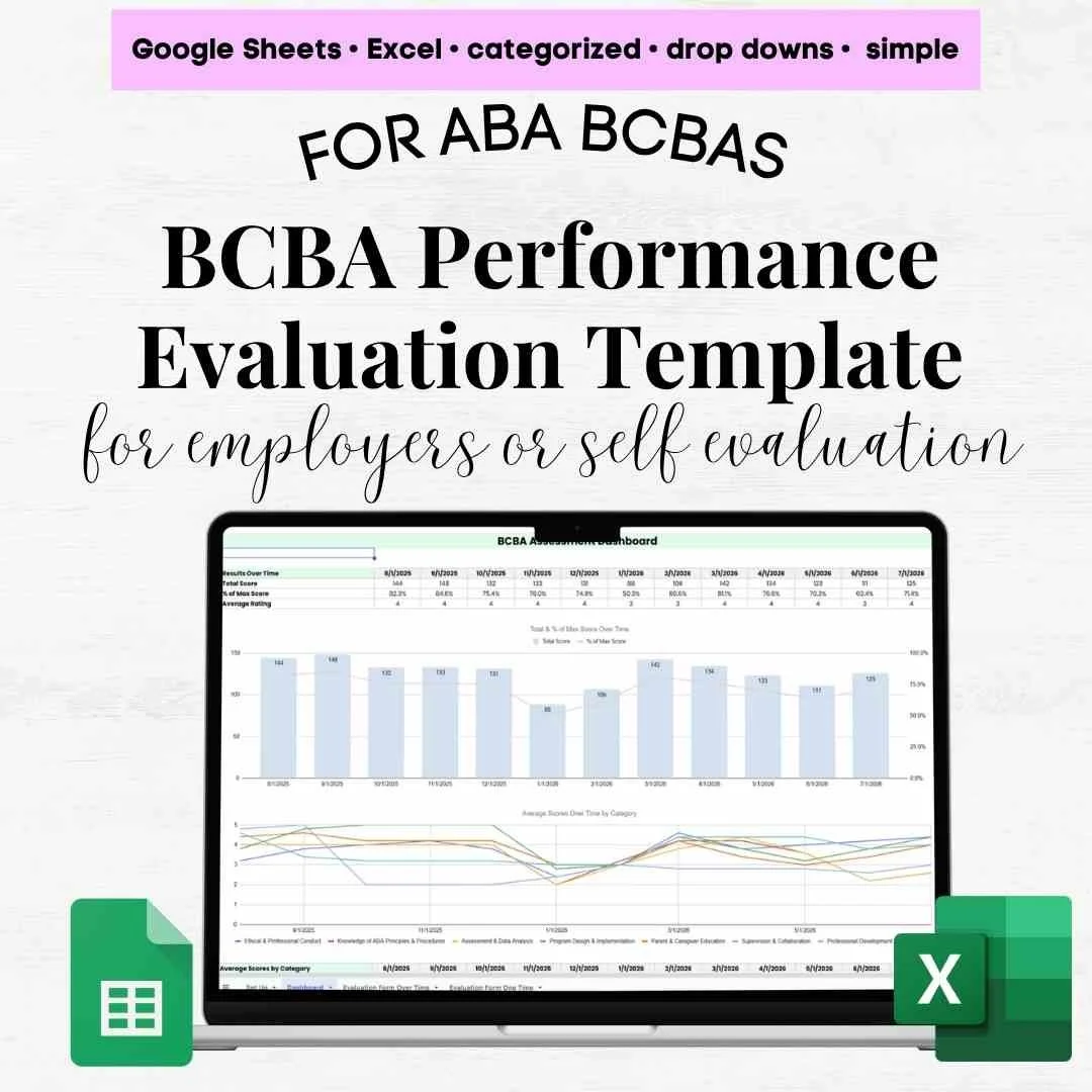 bcba performance evaluation template bcba evaluation form bcba self assessment tool bcba assessment kit bcba assessment