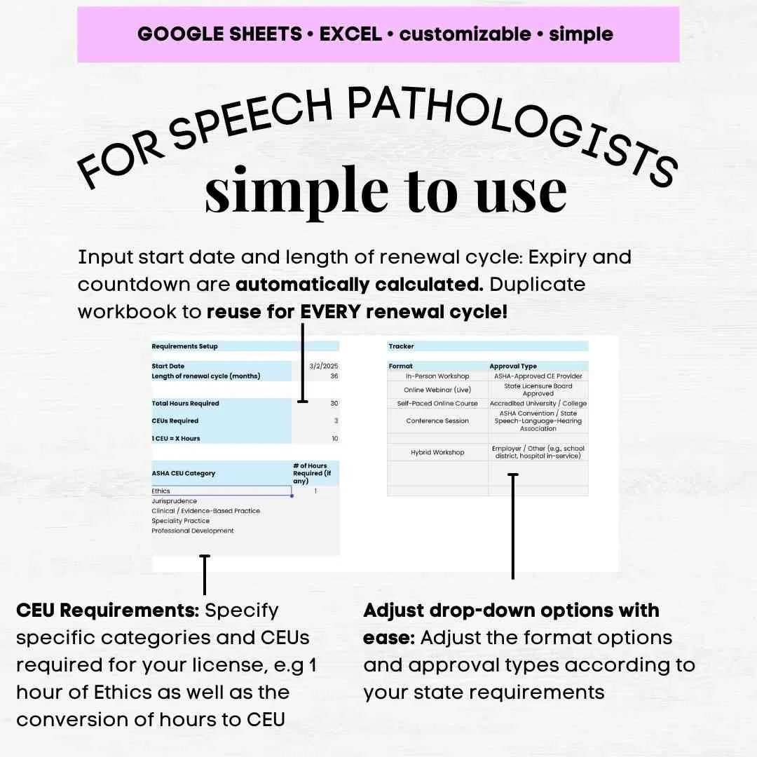 speech pathology ceu tracker slp ceu tracker asha ceu tracker asha ceu tracking asha ceu log speech therapy ceu tracker