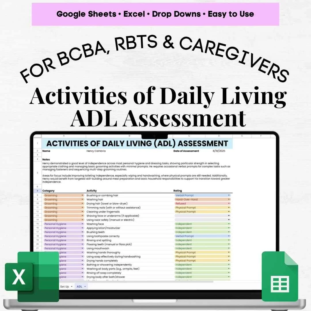 ADL Assessment Tool, Activities of Daily Living Assessment Tool, adl form, adl assessment form, adl checklist