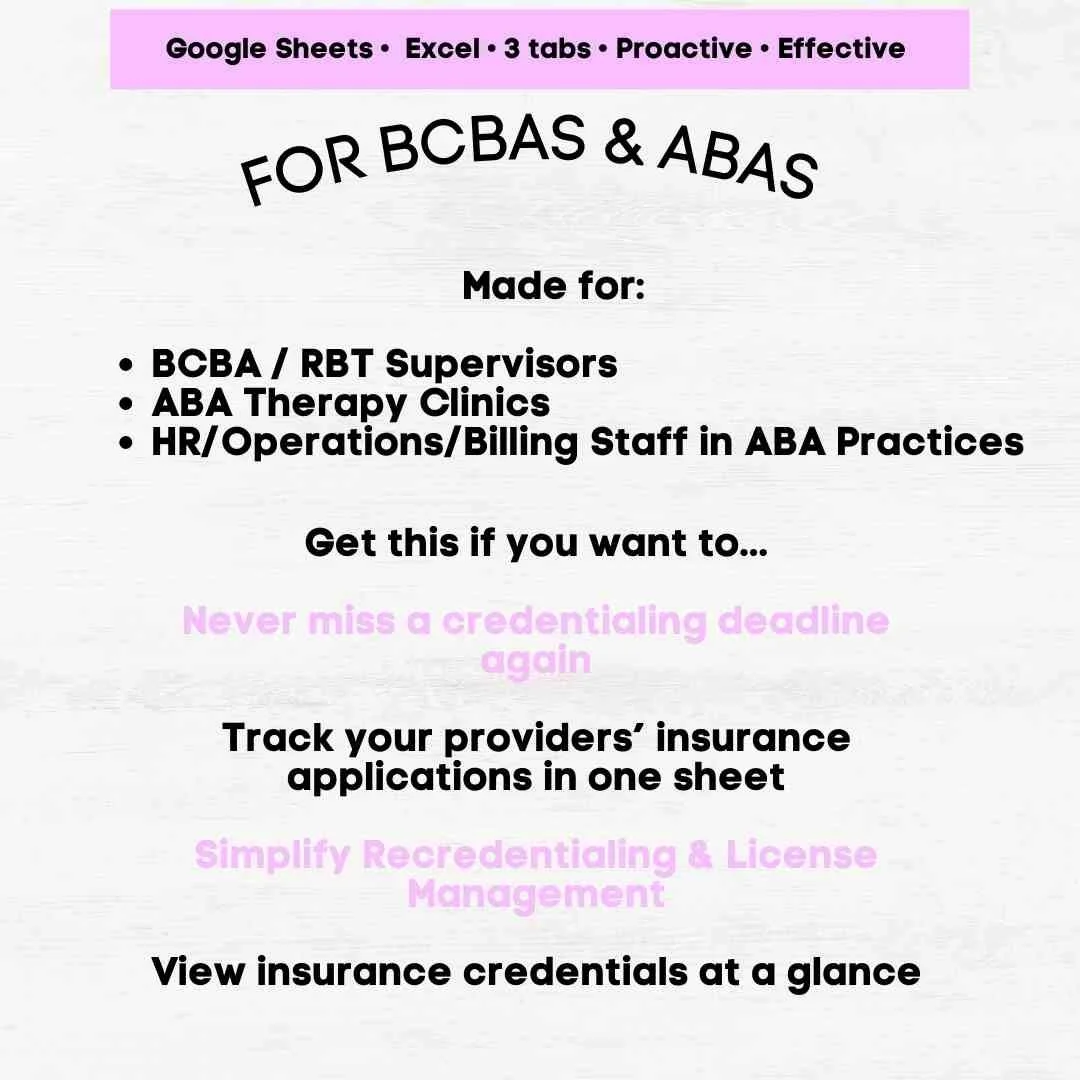 credentialing tracking spreadsheet credentialing tracking spreadsheet template bcba credentialing aba rbt