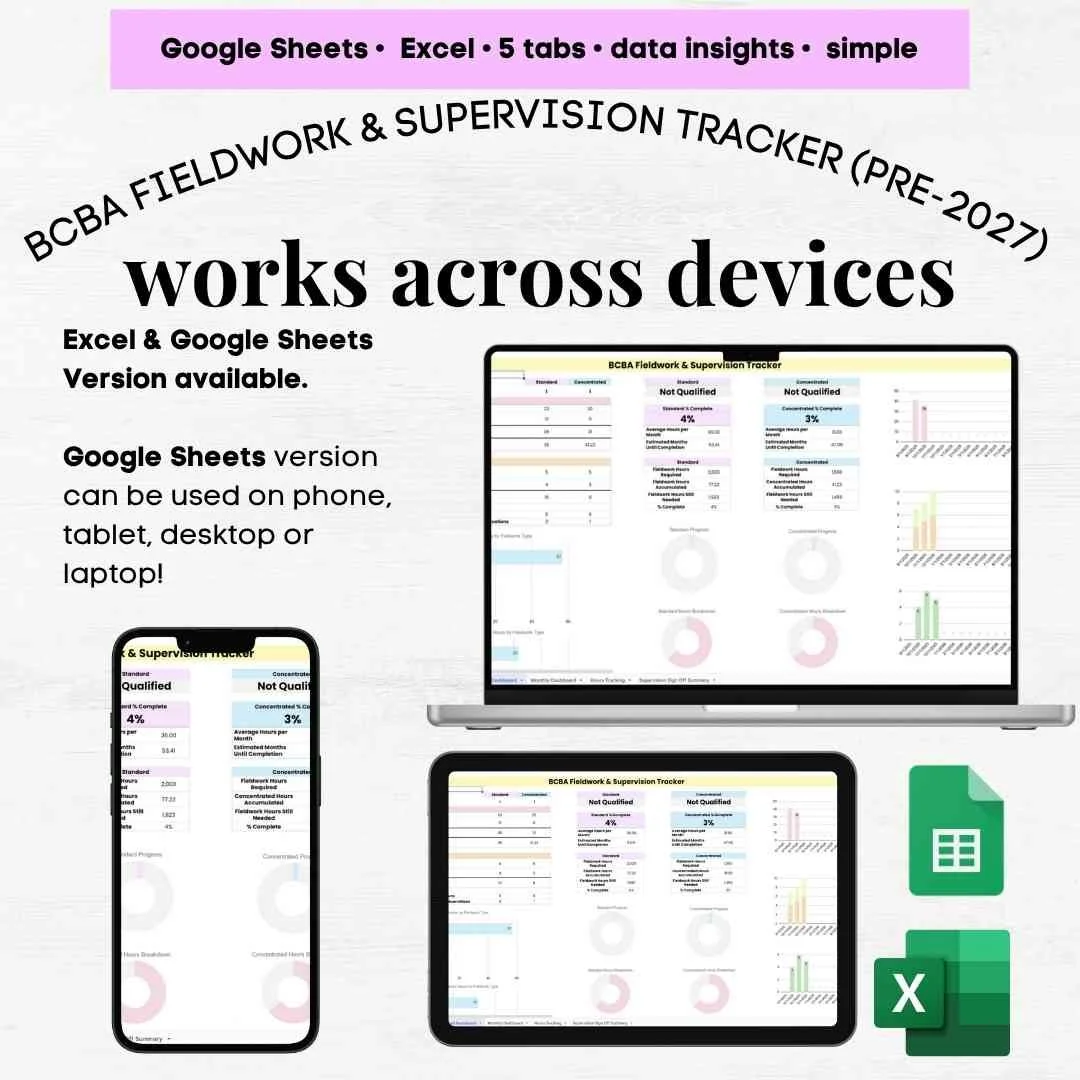 bcba fieldwork tracker template bcba fieldwork tracker excel bcba supervision fieldwork tracker bcba tracker hours