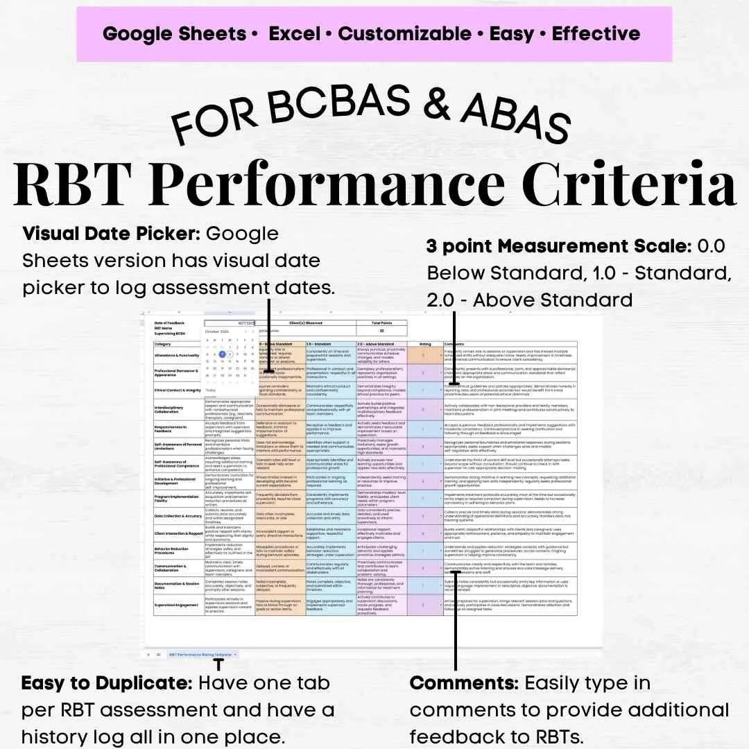 rbt performance evaluation template rbt performance checklist rbt assessor performance evaluation rbt feedback template