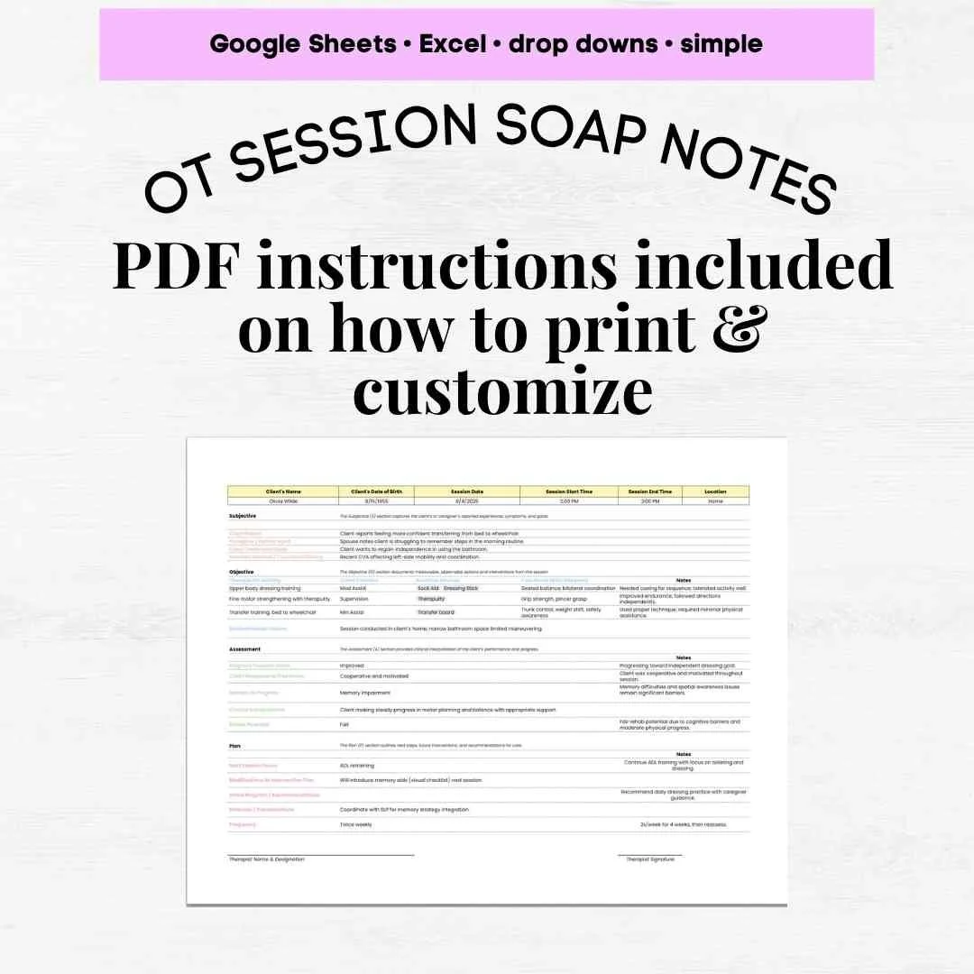 ot soap note ot soap note template soap note ot template soap note occupational therapy soap notes template ot notes
