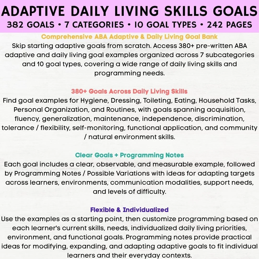 daily living goals daily living goals examples daily living goals for iep daily living skills iep goals