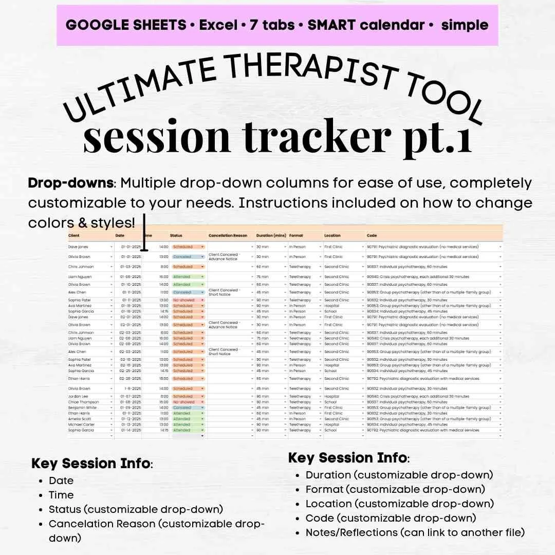 therapy tracker therapy session tracking therapist schedule template weekly therapy schedule template therapist session