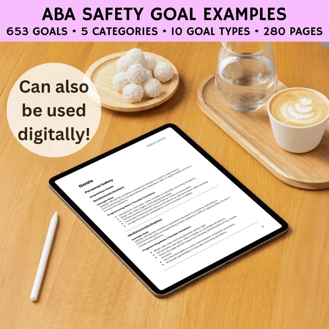 aba safety goals, aba safety instructions, aba community safety, aba goal bank, bcba goal bank, aba goal bank pdf