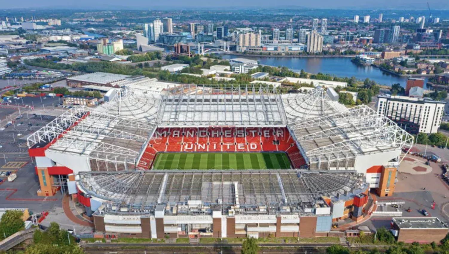 Arial image of Old Trafford and salford quays