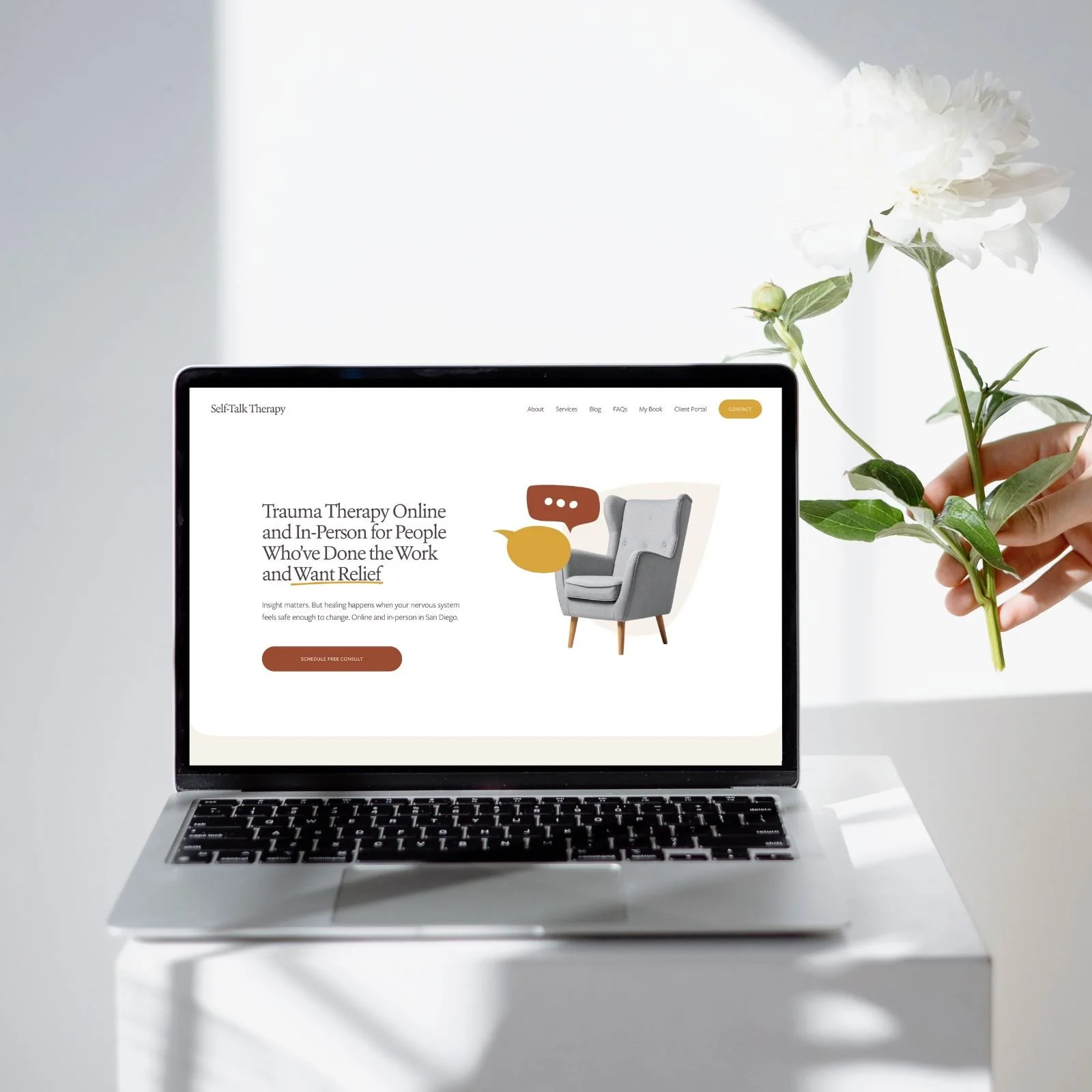 custom squarespace website redesign for therapist