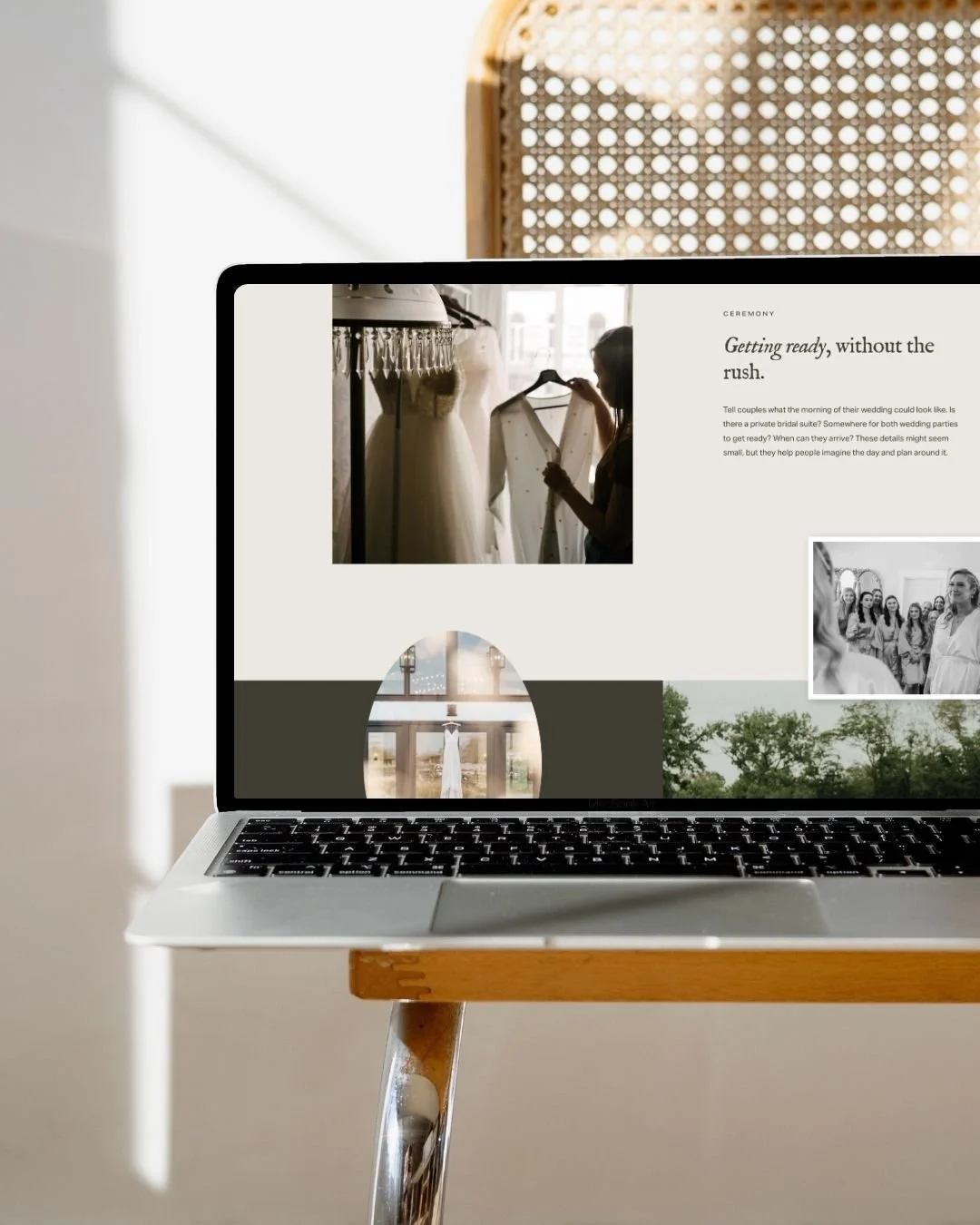 Wedding venue website design mockup