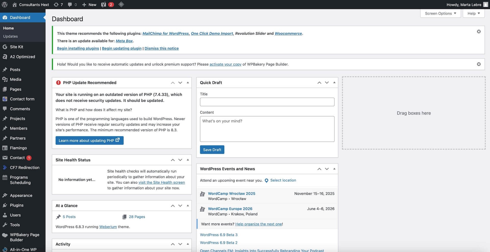 Wordpress or Squarespace: WP Dashboard is cluttered and offers an awful user experience