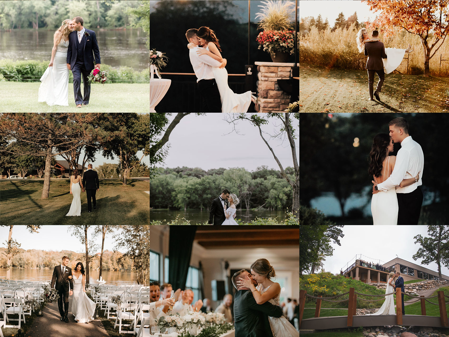 Wedding photography focused on couples and details that creates emotion but provides limited information about the wedding venue itself