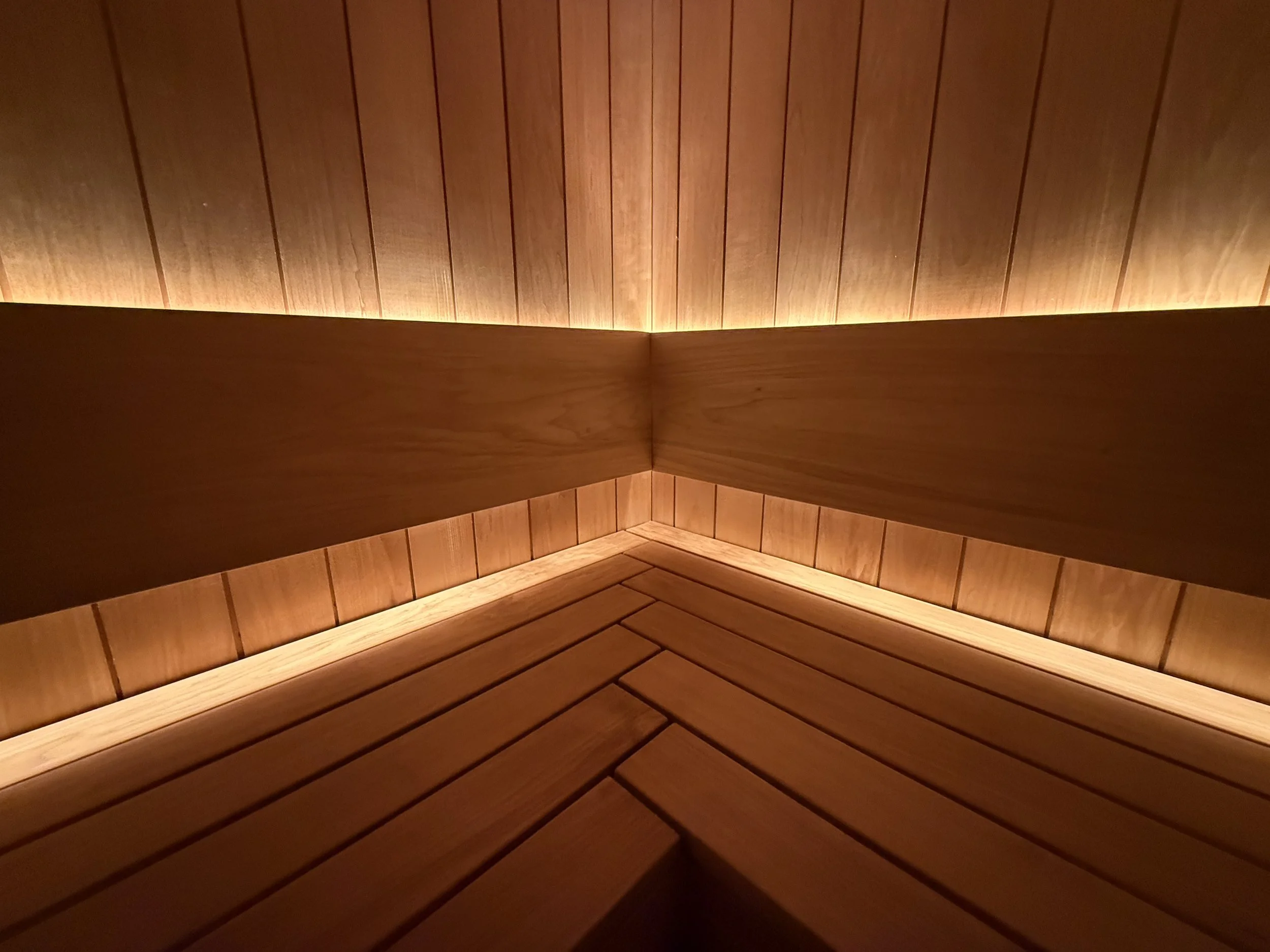 Angled backrest at ROVE Sauna in Greater Portland Area of Maine