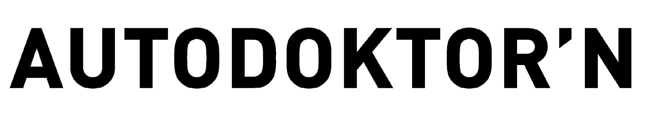 Logoen til verksemda Autodoktor’n i store, svarte bokstavar. Autodoktor’n er godkjent bilverkstad og kontrollorgan for alle typar køyretøy – og held til i Jarnes Næringspark.