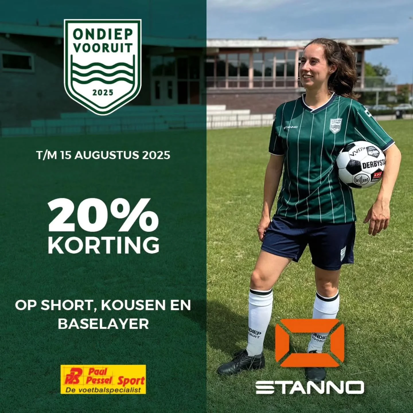 Onze webshop is live! Vanaf vandaag kun je jouw wedstrijd- en clubkleding bestellen🎉 

Bestel v&oacute;&oacute;r 15 augustus en ontvang 20% korting op jouw wedstrijdbroekje, sokken en ondershirt!
Als lid van v.v. Ondiep Vooruit profiteer je bovendie