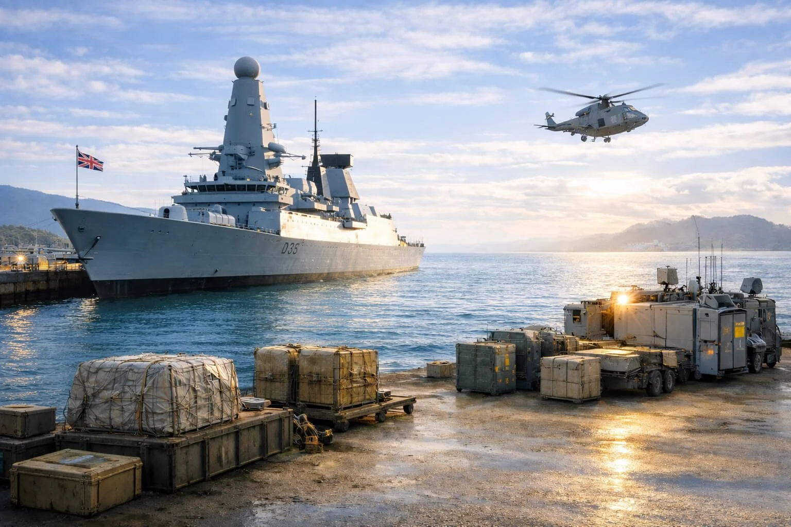 Royal Navy T45 HMS Dragon alongside