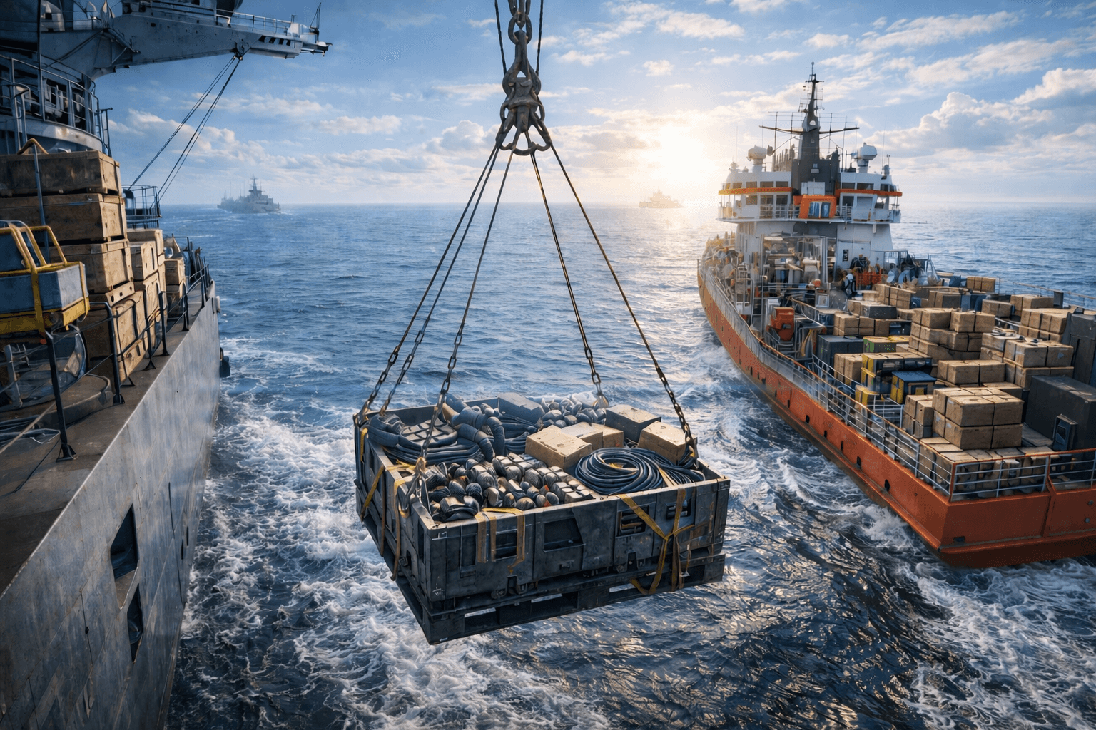 A forklift operator is loading or unloading items from a white Scott Aerospace service van parked outdoors, with trees and equipment in the background.