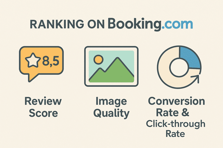 booking ranking key elements review score, image quality, conversion rate