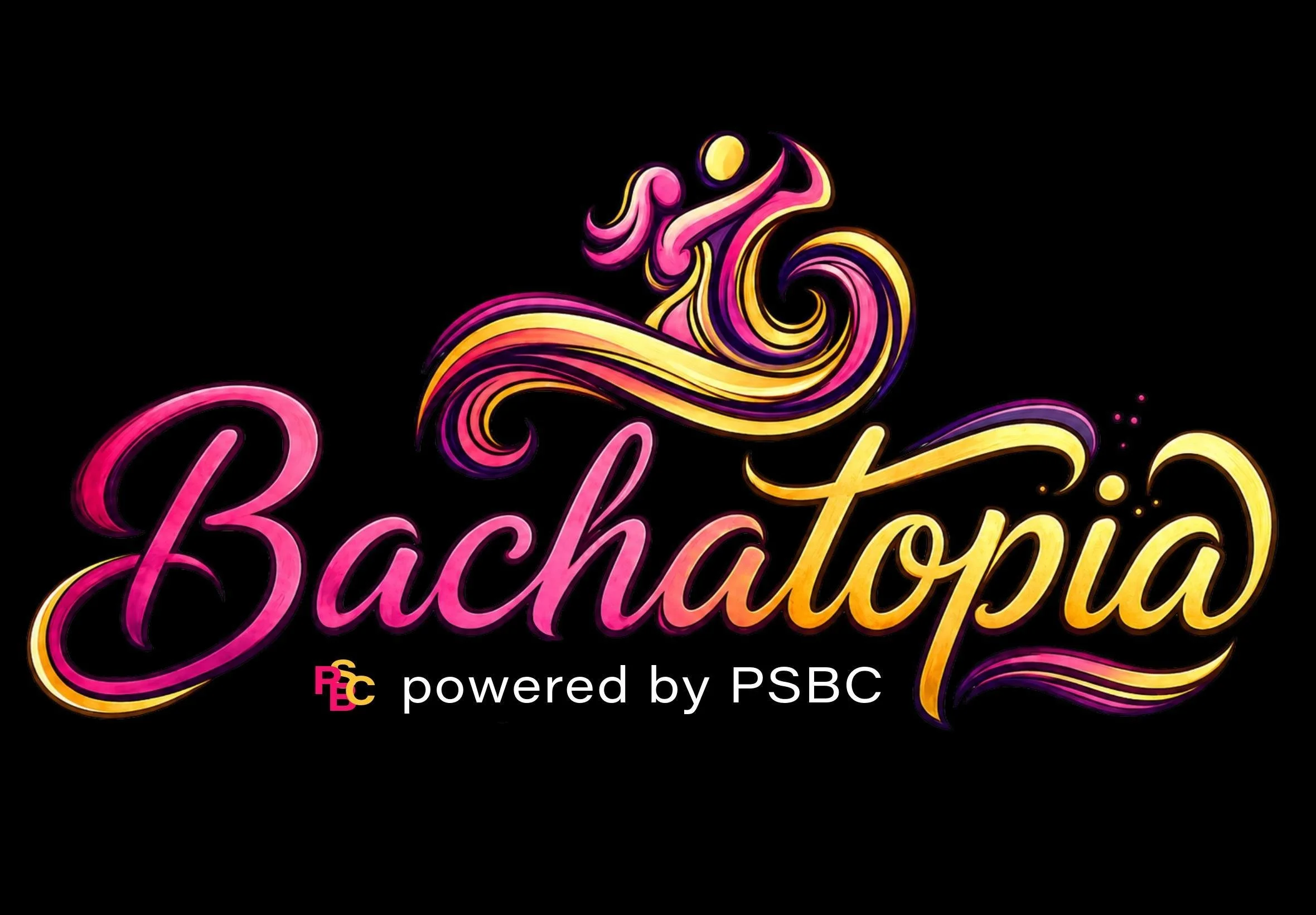 Neon-style text reading 'Bachatopia' with smaller text below stating 'powered by PSBC' and colorful intertwined initials 'P', 'S', 'B', and 'C'.