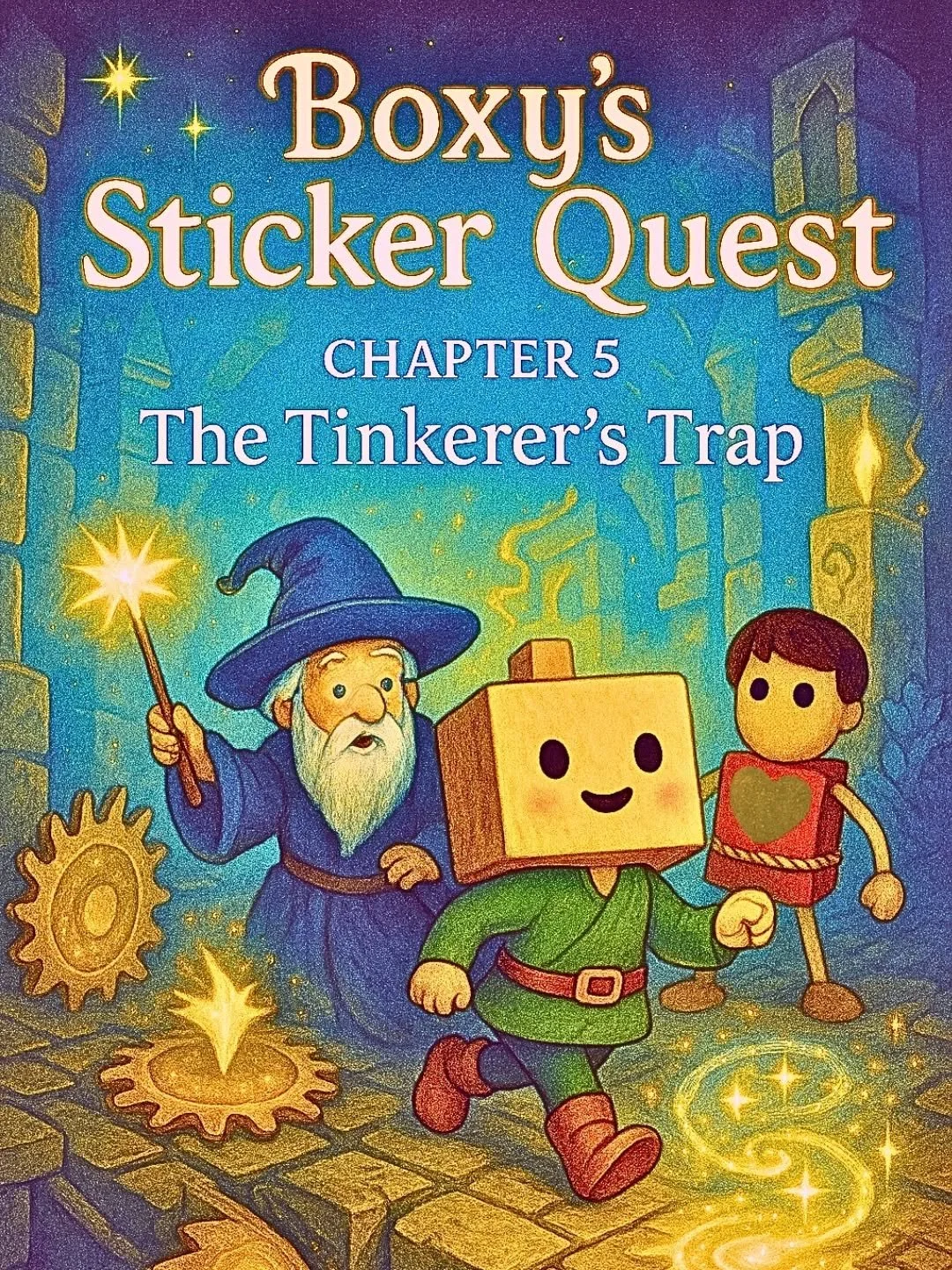 Chapter 5 is nearly here!
Boxy, Gluebert and Pete have entered The Tinkerer's Trap... a magical maze of puzzles, enchanted gadgets and suspiciously glowing floor tiles.
Can they solve the traps? Can Pete find his voice?
Can Gluebert stop calling ev