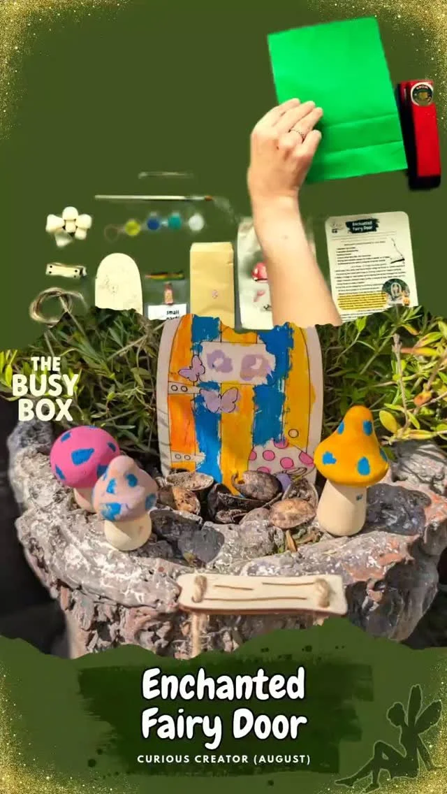 ✨ A peek inside last month’s magic ✨
Here’s us packing the Enchanted Fairy Door activity bag, tiny mushrooms, rope ladder, and of course a sprinkle of fairy dust 🧚‍♀️🌿
Every Busy Box is packed with themed activities like this one,