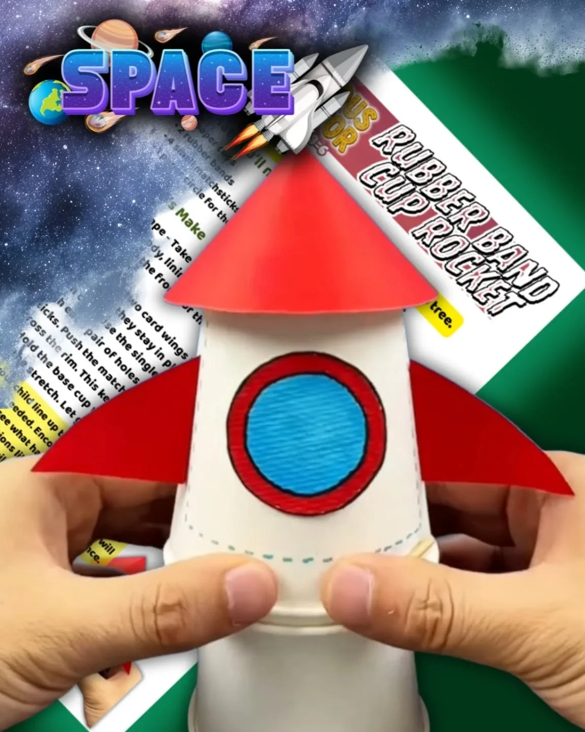 🚀 Rubber Band Cup Rocket ready for lift-off! 🚀

This clever little craft turns everyday materials into a proper science moment. By stretching the rubber bands, children store energy, and when they let go, that energy is released to send their rocke
