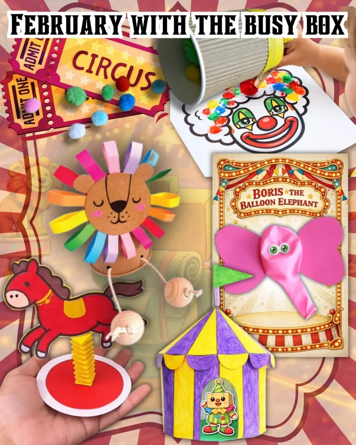 🎪✨ February&rsquo;s Busy Box is here &ndash; welcome to the circus! ✨🎪

This month&rsquo;s box is packed with playful, hands-on circus crafts designed to bring movement, colour and creativity into your home. Little ones will be busy making things l