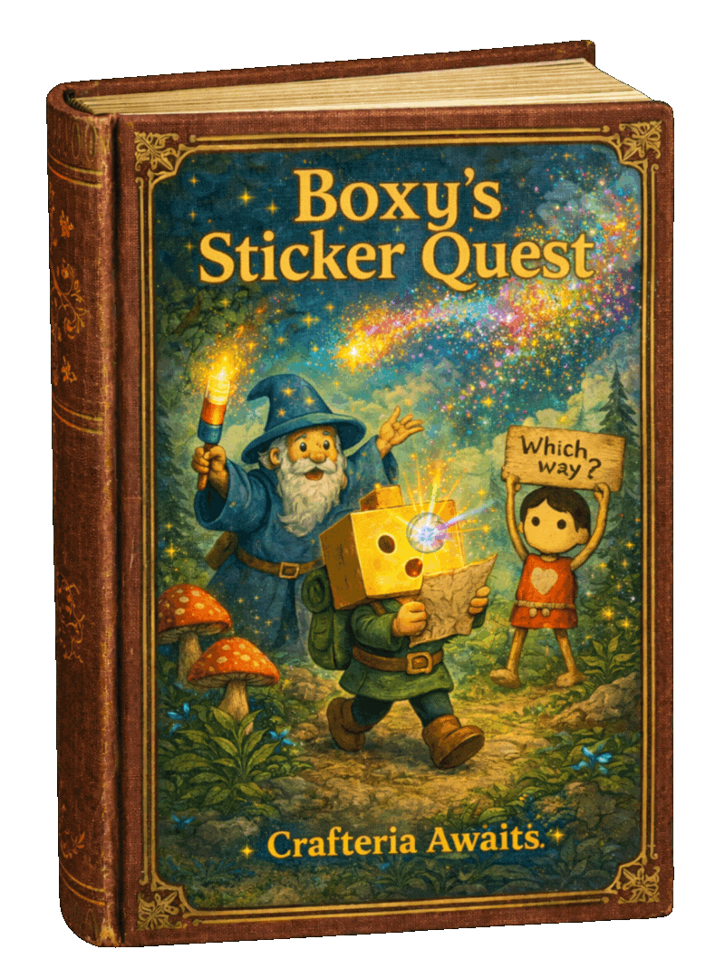 Unlock new story chapters with every box – Boxy’s Sticker Quest combines crafts, creativity, and an epic journey for young children.