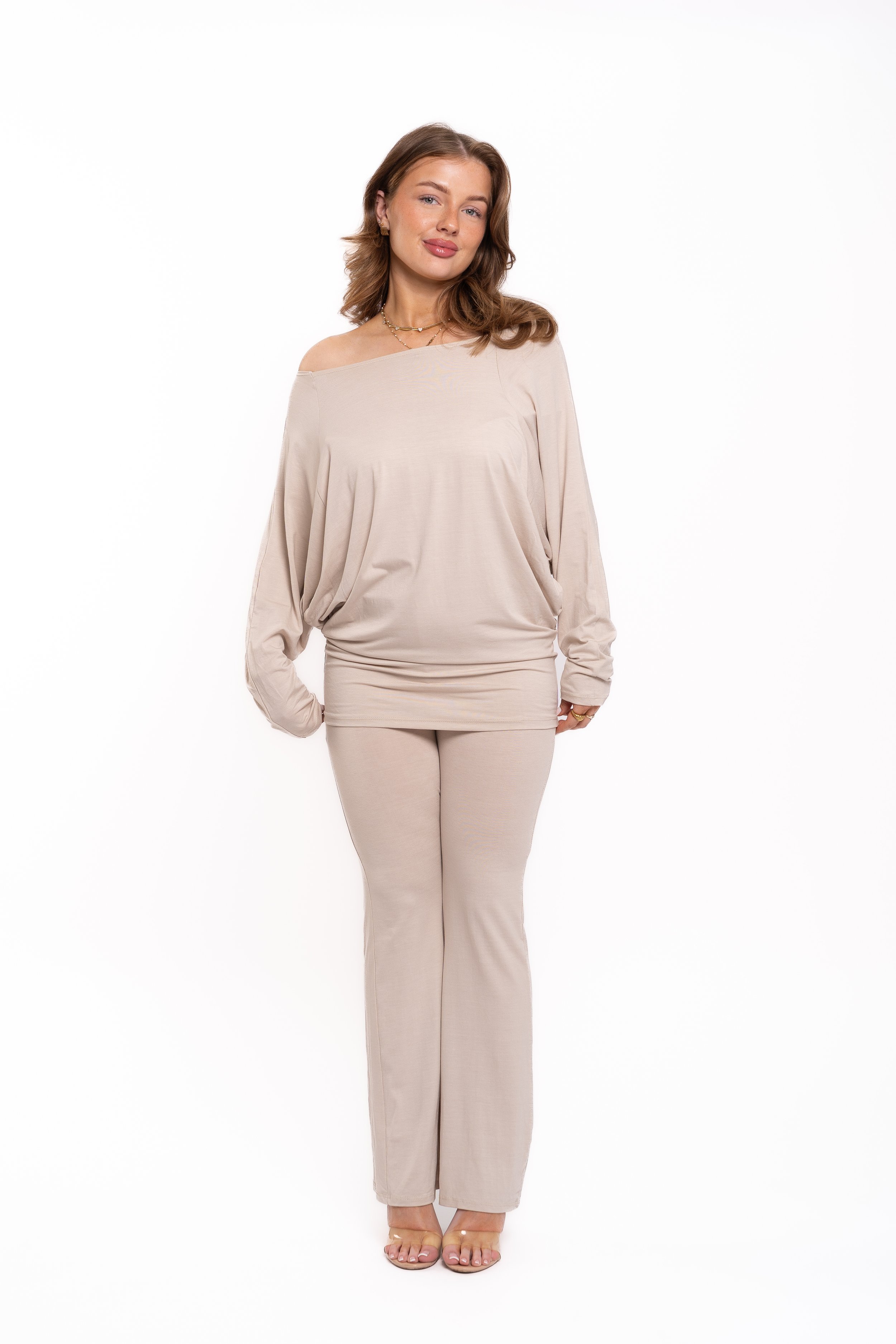 Off The Shoulder Co-Ord Beige