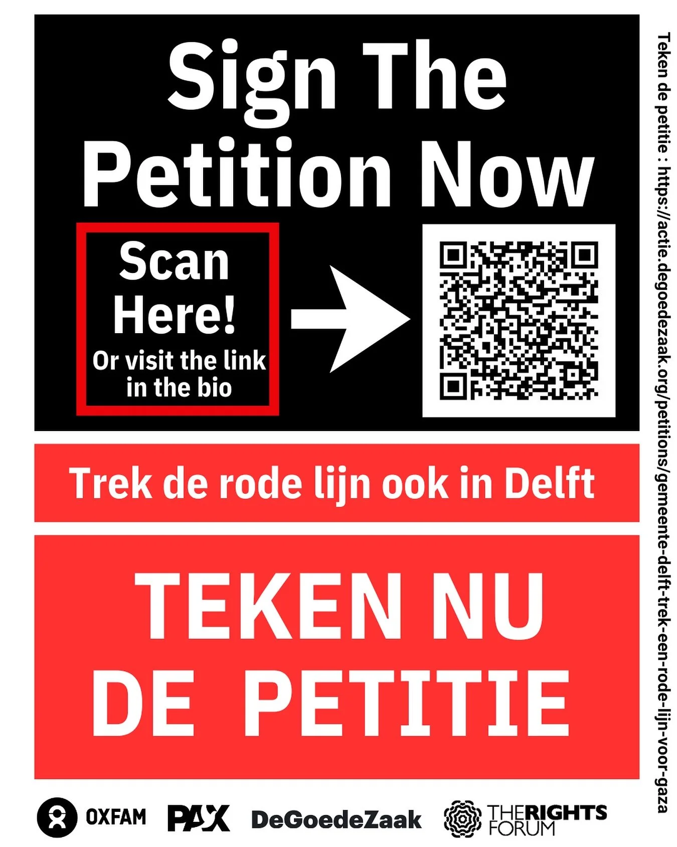 🇬🇧English below

‼️1 minuut actie: teken de petitie‼️
Als onderdeel van een nationale actie waarin gemeenten worden opgeroepen alle banden te verbreken met instellingen die medeplichtig zijn aan de genocide en bezetting van het Palestijnse volk, is