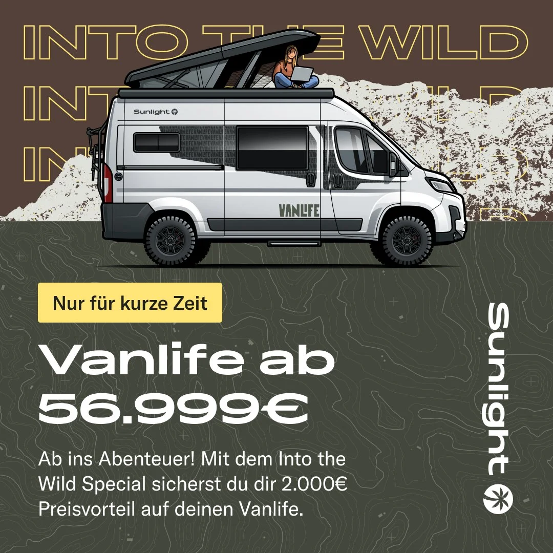 Into the wild &ndash; und trotzdem ganz bei sich. 🌍🚐

Der neue SUNLIGHT Vanlife ist f&uuml;r alle, die nicht von A nach B hetzen wollen, sondern lieber den Moment genie&szlig;en.

☀️ Fr&uuml;hst&uuml;ck im Schlafdach mit Blick ins Gr&uuml;ne
🛠️ Du
