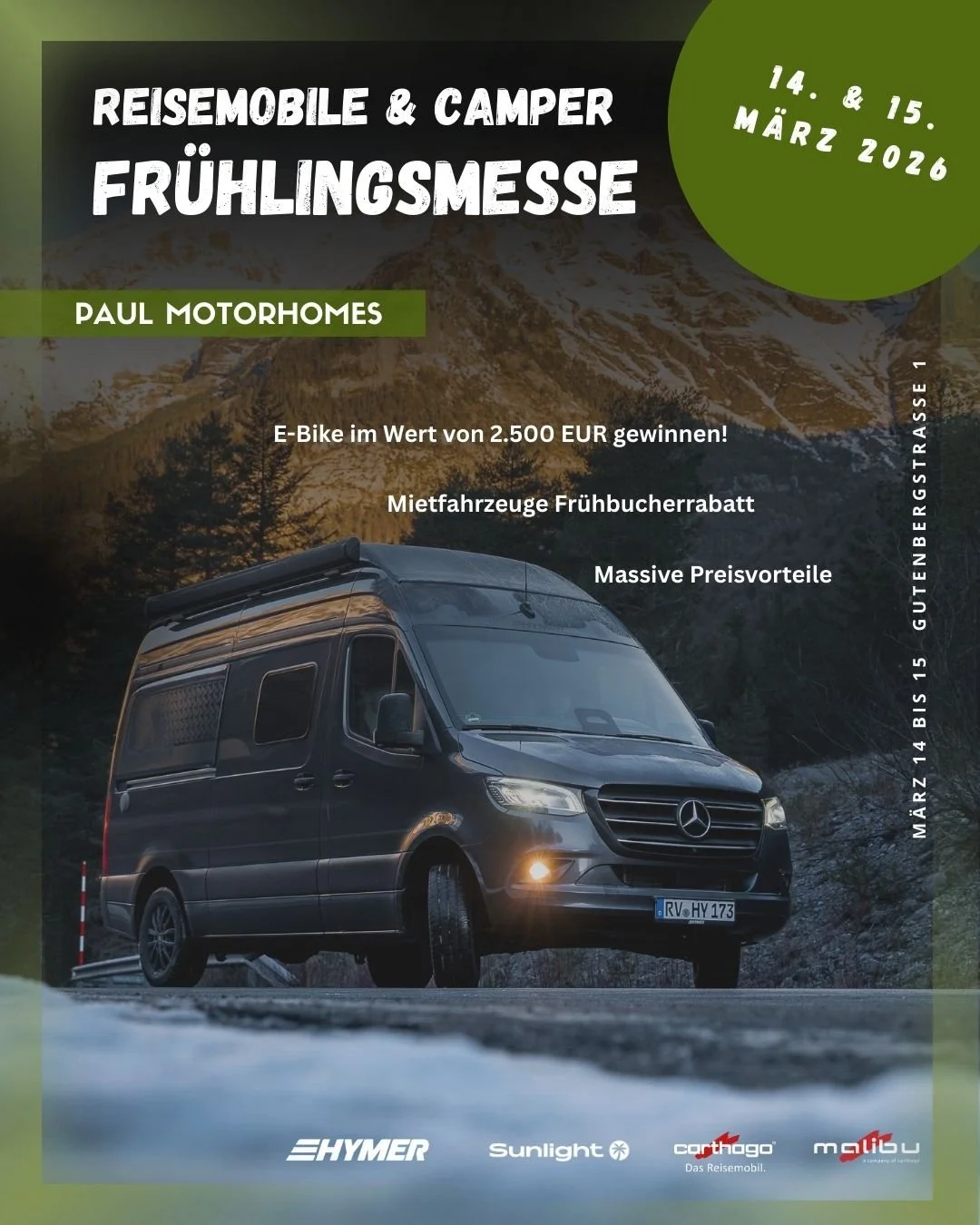 Am 14. und 15. M&auml;rz feiern wir unser Messewochenende. Zwei Tage voller Begegnungen, Gespr&auml;che und Entdeckungen. Direkt am Handelsplatz pr&auml;sentieren wir dir unsere neuesten Fahrzeuge, bieten bis zu 30% Nachlass auf Lagerware und laden z