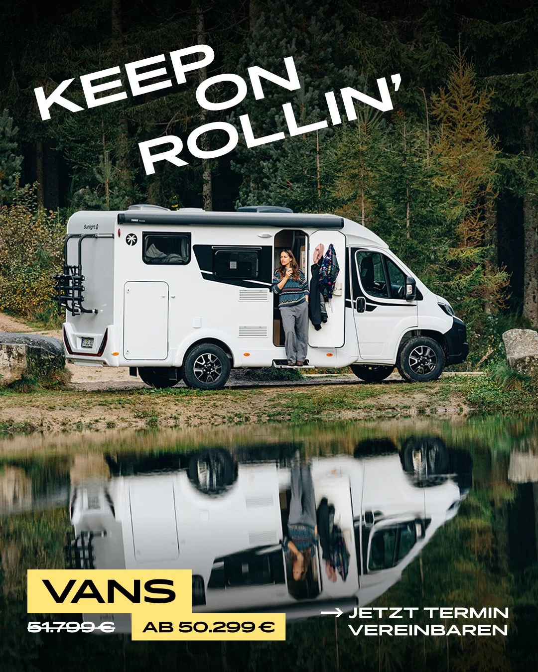 Genau f&uuml;r solche Momente. 🚐🌲

T&uuml;r auf. Blick aufs Wasser. Einfach kurz stehen bleiben und den Moment genie&szlig;en. ✨

Der Sunlight Van bringt dich genau dorthin &ndash; wo aus kleinen Augenblicken echte Erinnerungen werden.

Und jetzt i