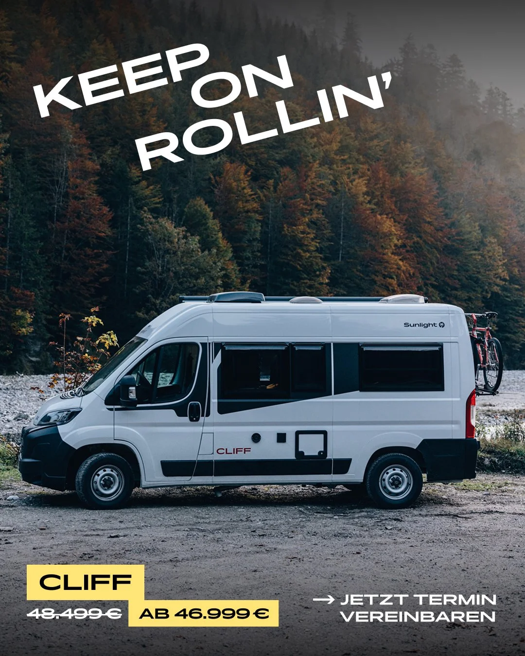 Alles, was du brauchst. Nichts, was dich aufh&auml;lt. 🚐

Der Sunlight CLIFF ist dein unkomplizierter Einstieg ins Vanlife &ndash; reduziert auf das Wesentliche und gemacht f&uuml;rs echte Unterwegssein.

Und jetzt wird&rsquo;s noch einfacher loszul