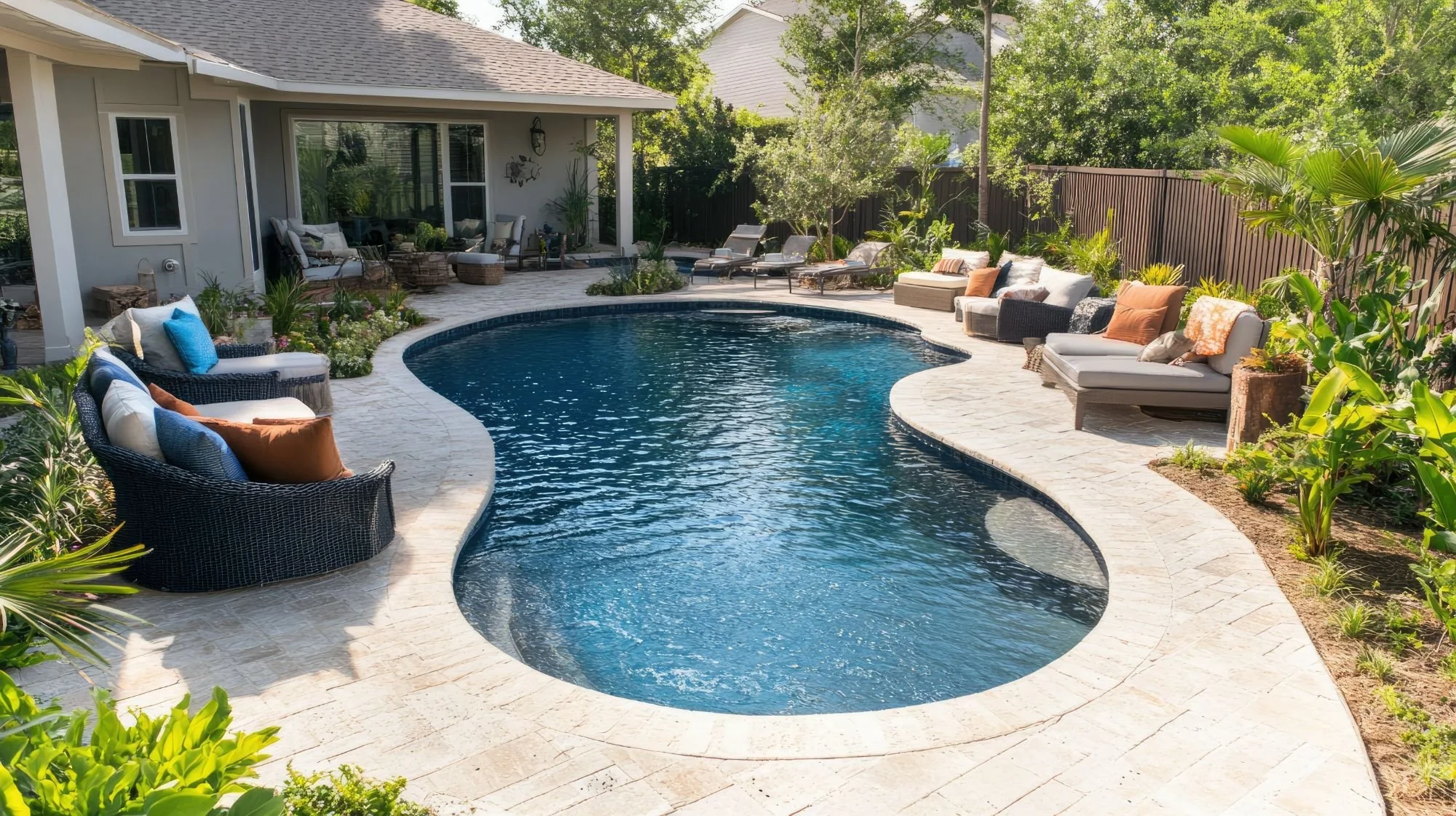 Family-friendly fiberglass pool setup in New Kent County