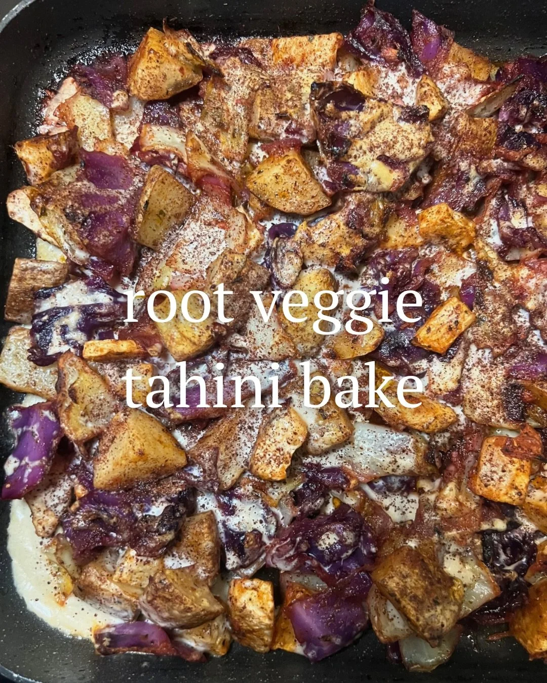 Root Veggie Tahini Bake

Literally coziness in a skillet.

Jammy cabbage, caramelized potato + celeriac, warm spices, and as much tahini as your heart desires. Broiled until golden and crispy. 

#rootvegetables #tahini #sheetpandinner #plantforward
#