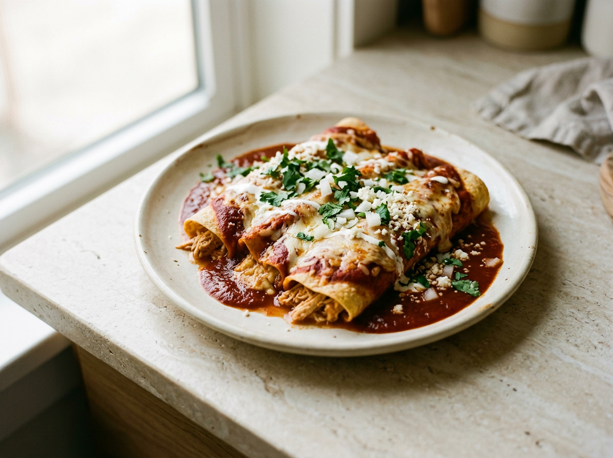 Red Chili Ground Beef Enchiladas - Individual